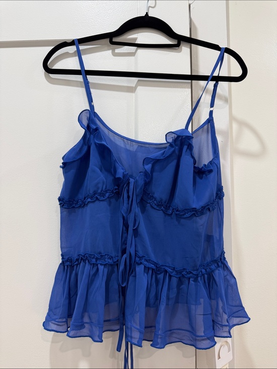 Commense Tops - Commense Royal Blue Ruffle Tie-Front Camisole